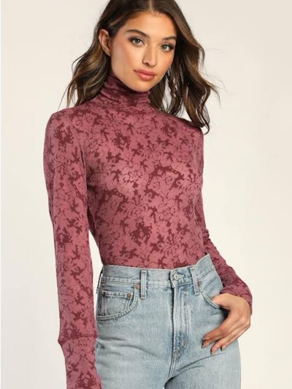 Free People You and I Mock Neck Long Sleeve Top